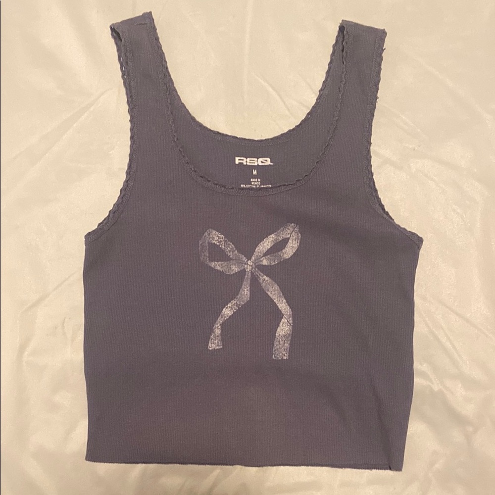 RSQ Gray Fitted Crop Tank Top